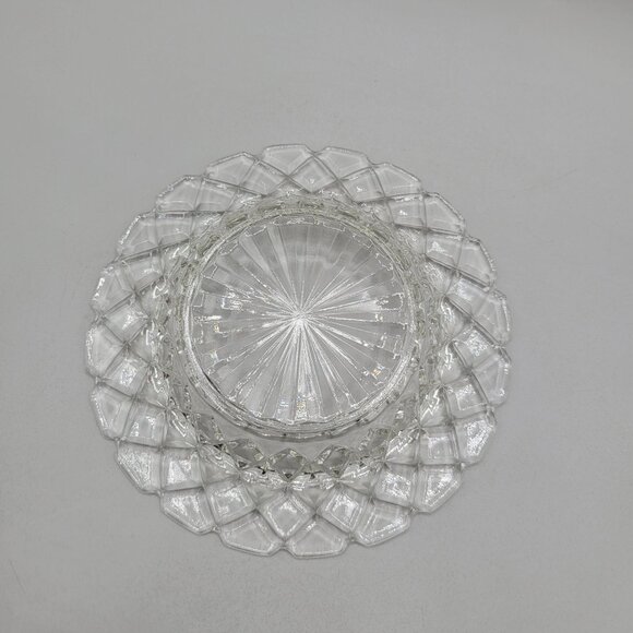 Vintage Butter Dish With Lid Diamond Pattern Round Shape Domed Lid Pressed Glass - Picture 6 of 7
